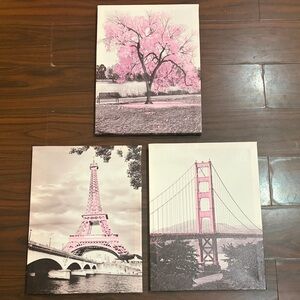 Pink and Black Bridge Canvas Art